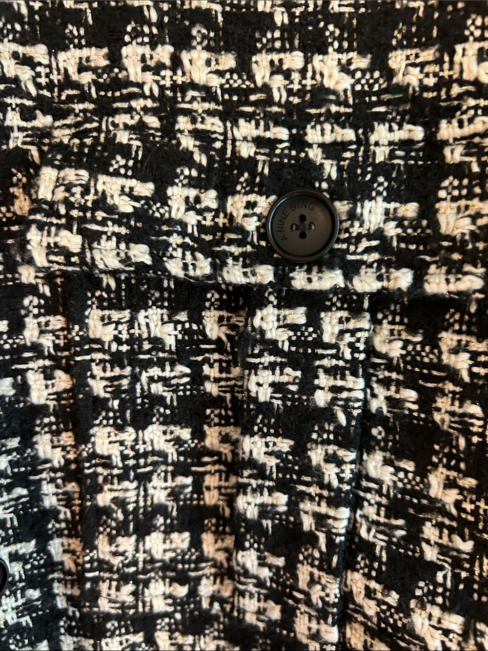 Anine Bing Adriana Black & White Tweed Cropped Blazer - Picture 5 of 5